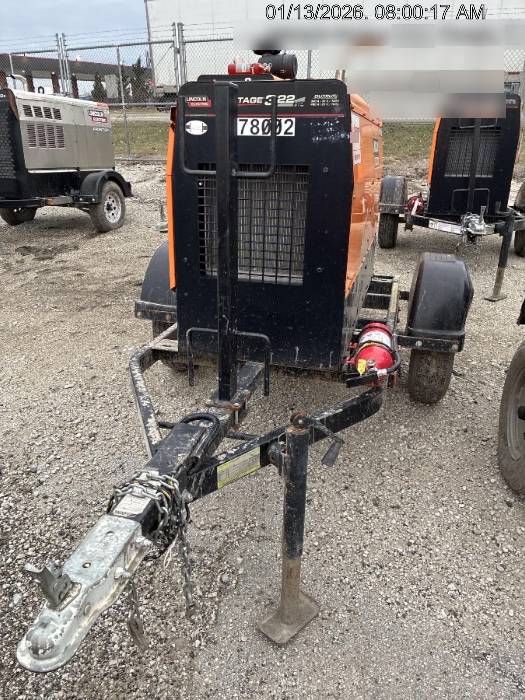 2021 Lincoln Electric Vantage 322 Vantage 322 Ready Pak 3 w/ Decals, ORANGE (includes trailer, cable rack, fender light kit) NO Telematics