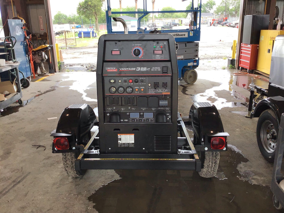 2019 Lincoln Electric Vantage 322 Welder Ready-Pak 3, Two wheel trailer, Fender and Light kit, Cable Rack