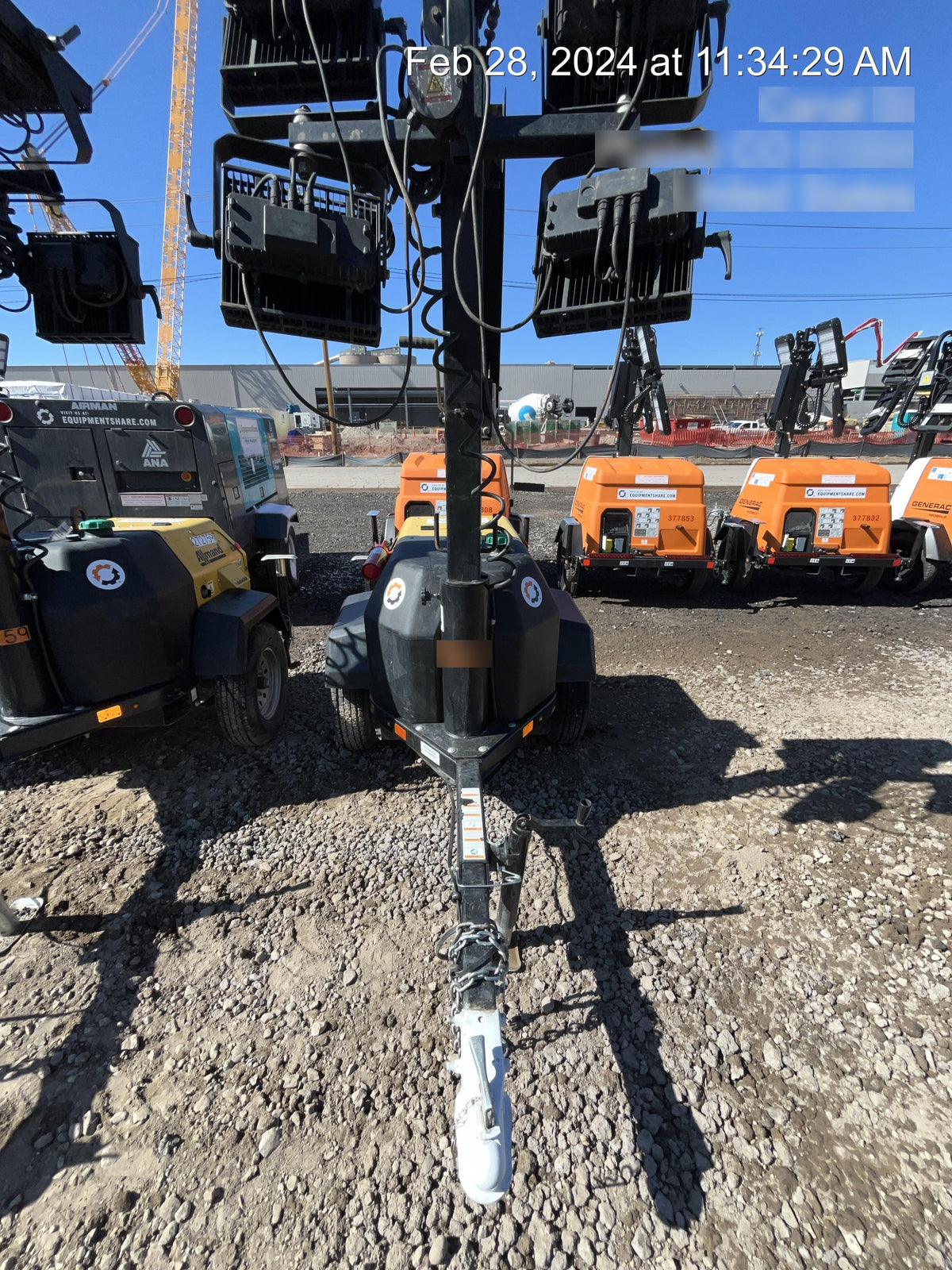 2022 Allmand NLV3GR (4) LED Light Fixture 350W, 23' Vertical Mast, 3kW Prime, Towable, ES Decals, T3