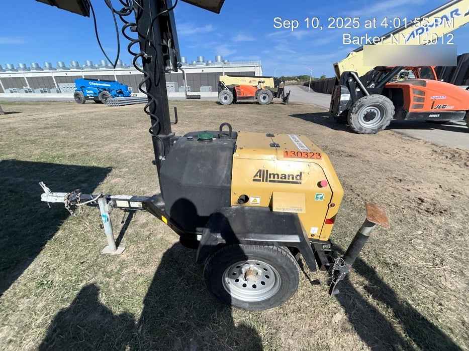 2021 Allmand NLV3GR (4) LED Light Fixture 350W, 23' Vertical Mast, 3kW Prime, Towable, Deep Sea L401, Leveling Jacks, Yanmar T4F 5.8hp