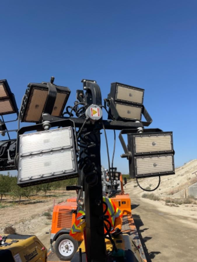 2022 Allmand NLV3GR (4) LED Light Fixture 350W, 23' Vertical Mast, 3kW Prime, Towable, ES Decals, T3