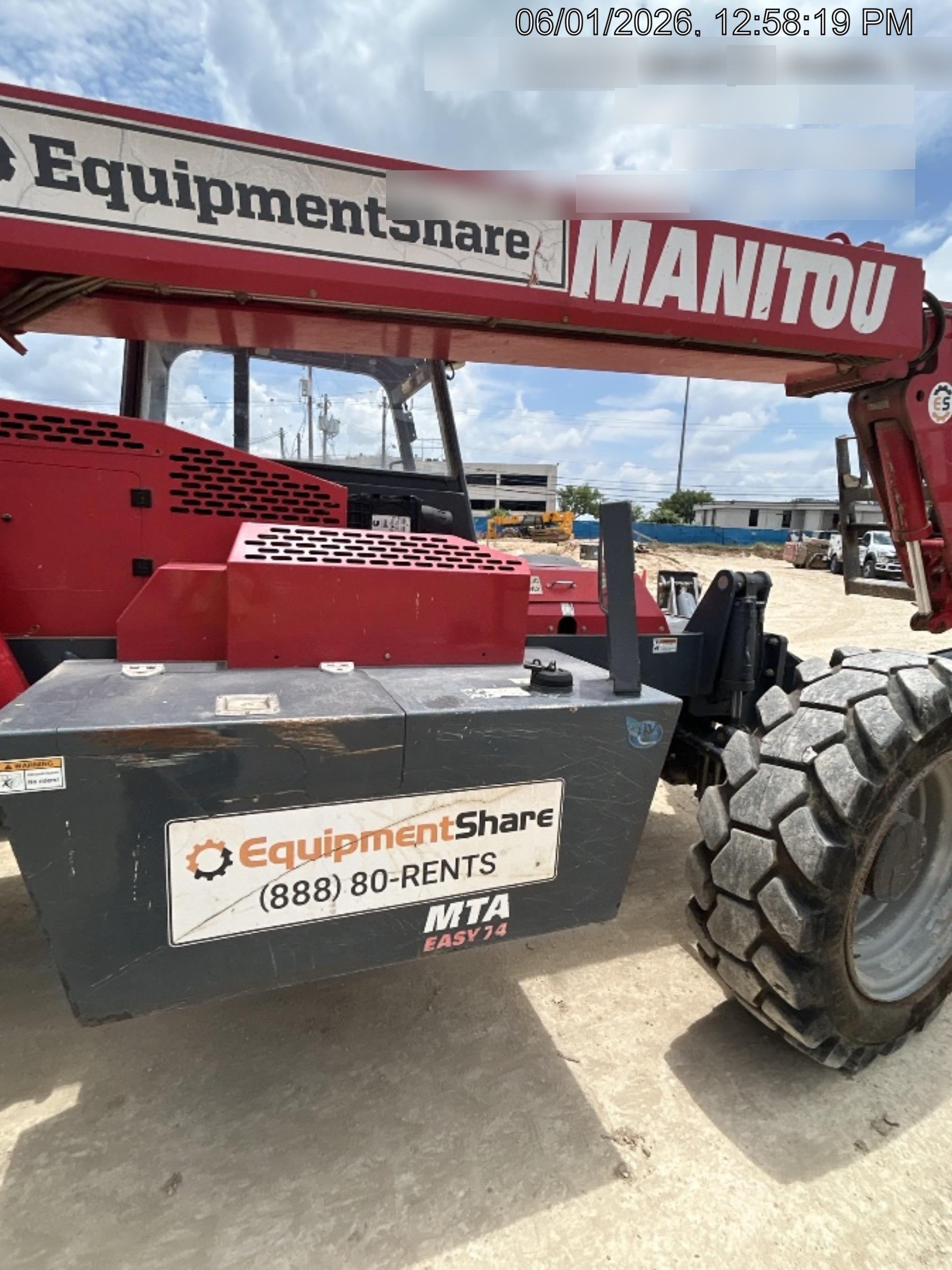 2018 Manitou MTA10055 MTA10055 - 74 HP T4, Canopy, Worklights/Strobe, Beacon, 66" Carriage, 60" Forks, Solid Tires, Lift Hook, Aux Hydraulics