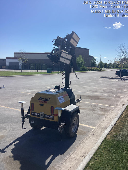 2022 Allmand NLV3GR (4) LED Light Fixture 350W, 23' Vertical Mast, 3kW Prime, Towable, Deep Sea L401, Leveling Jacks, Yanmar T4F 5.8hp