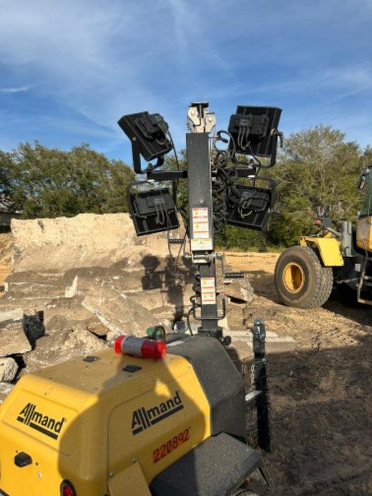 2022 Allmand NLV3GR (4) LED Light Fixture 350W, 23' Vertical Mast, 3kW Prime, Towable, Deep Sea L401, Leveling Jacks, Yanmar T4F 5.8hp