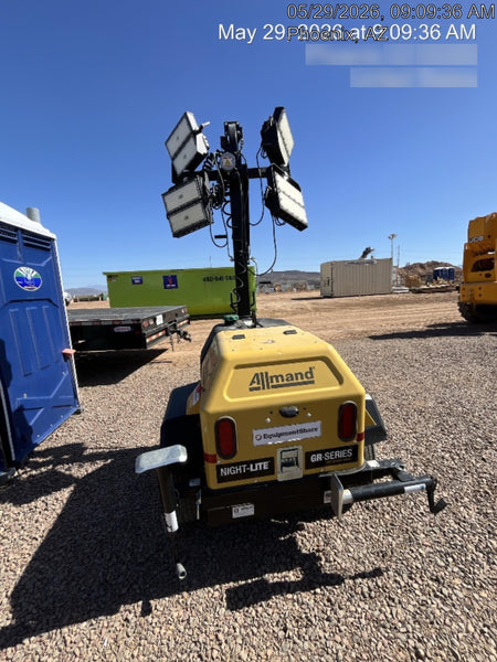 2022 Allmand NLV3GR (4) LED Light Fixture 350W, 23' Vertical Mast, 3kW Prime, Towable, ES Decals, T3