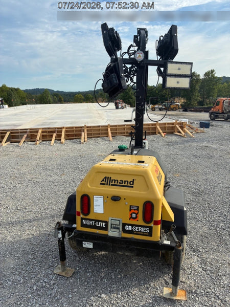 2022 Allmand NLV3GR (4) LED Light Fixture 350W, 23' Vertical Mast, 3kW Prime, Towable, Deep Sea L401, Leveling Jacks, Yanmar T4F 5.8hp