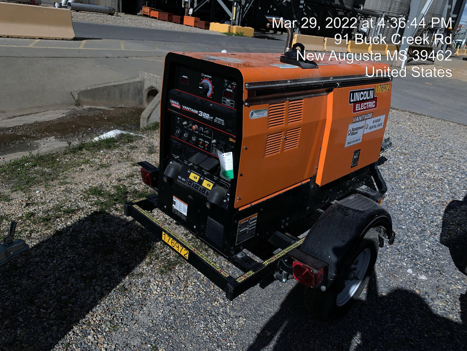 2021 Lincoln Electric Vantage 322 Vantage 322 Ready Pak 3 w/ Decals, ORANGE (includes trailer, cable rack, fender light kit) NO Telematics