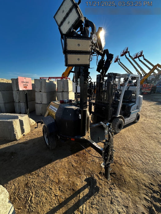 2022 Allmand NLV3GR (4) LED Light Fixture 350W, 23' Vertical Mast, 3kW Prime, Towable, Deep Sea L401, Leveling Jacks, Yanmar T4F 5.8hp