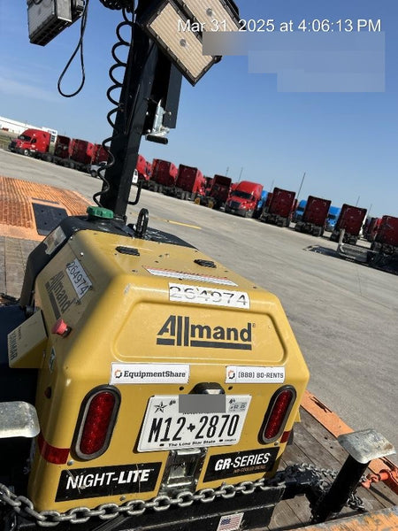 2022 Allmand NLV3GR (4) LED Light Fixture 350W, 23' Vertical Mast, 3kW Prime, Towable, ES Decals, T3