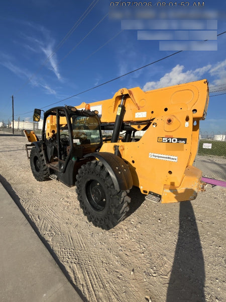 2019 JCB 510-56 Open ROPS, 74 HP, Solid Tires, Worklights, Beacon, Aux Hydraulics, Lifting Eye 72" Carriage/60" Forks
