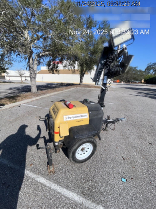 Allmand NLV3GR (4) LED Light Fixture 350W, 23' Vertical Mast, 3kW Prime, Towable, Deep Sea L401, Leveling Jacks, Yanmar T4F 5.8hp