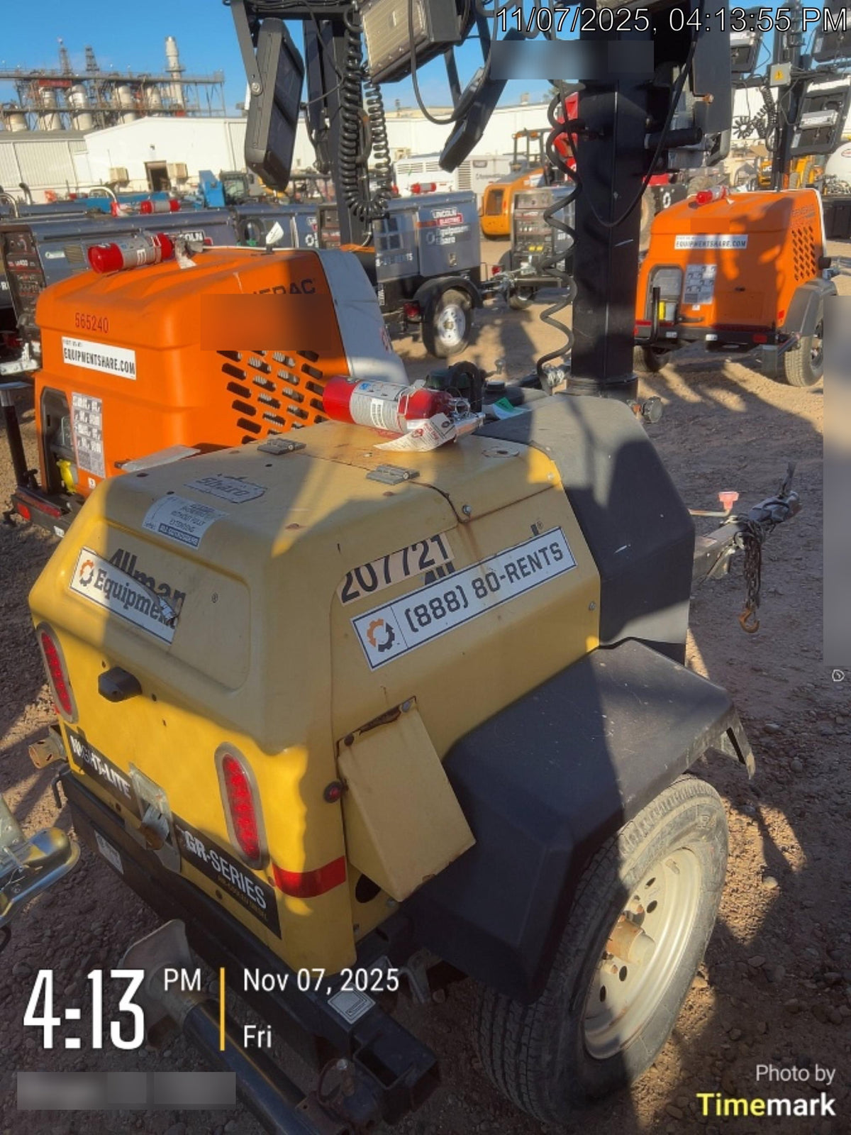 2022 Allmand NLV3GR (4) LED Light Fixture 350W, 23' Vertical Mast, 3kW Prime, Towable, Deep Sea L401, Leveling Jacks, Yanmar T4F 5.8hp
