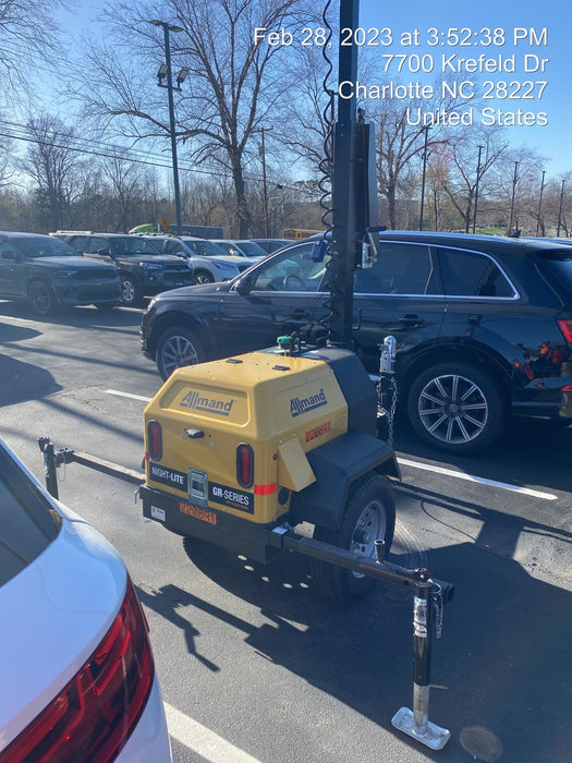 2022 Allmand NLV3GR (4) LED Light Fixture 350W, 23' Vertical Mast, 3kW Prime, Towable, Deep Sea L401, Leveling Jacks, Yanmar T4F 5.8hp