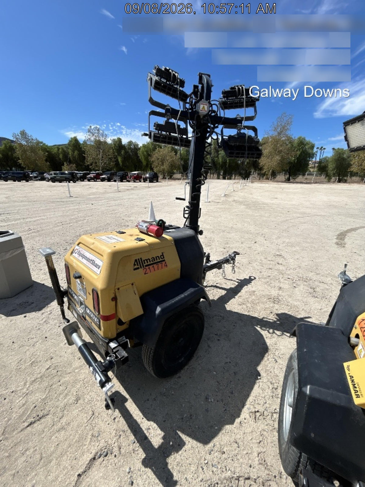2022 Allmand NLV3GR (4) LED Light Fixture 350W, 23' Vertical Mast, 3kW Prime, Towable, Deep Sea L401, Leveling Jacks, Yanmar T4F 5.8hp