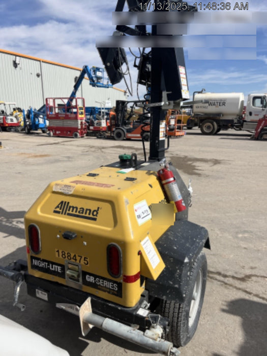 Allmand NLV3GR (4) LED Light Fixture 350W, 23' Vertical Mast, 3kW Prime, Towable, Deep Sea L401, Leveling Jacks, Yanmar T4F 5.8hp