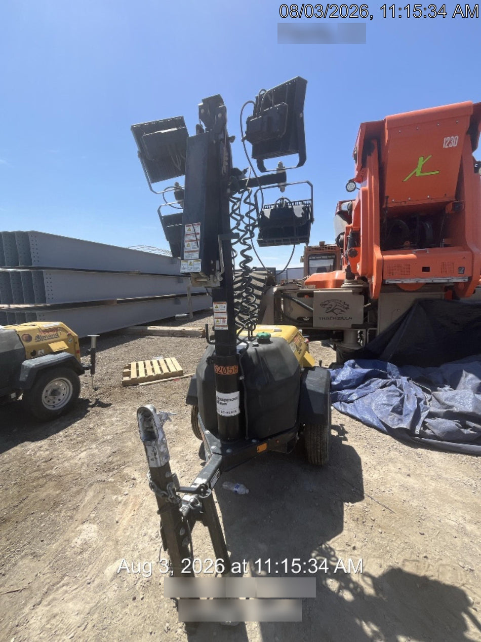 2022 Allmand NLV3GR (4) LED Light Fixture 350W, 23' Vertical Mast, 3kW Prime, Towable, Deep Sea L401, Leveling Jacks, Yanmar T4F 5.8hp