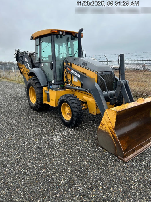 2020 John Deere 410L - Extendable Stick Cab/Heat/Air, 4WD, Extendable Stick, Pilot Controls, 2 Way Hydraulics, TAG Manual QC