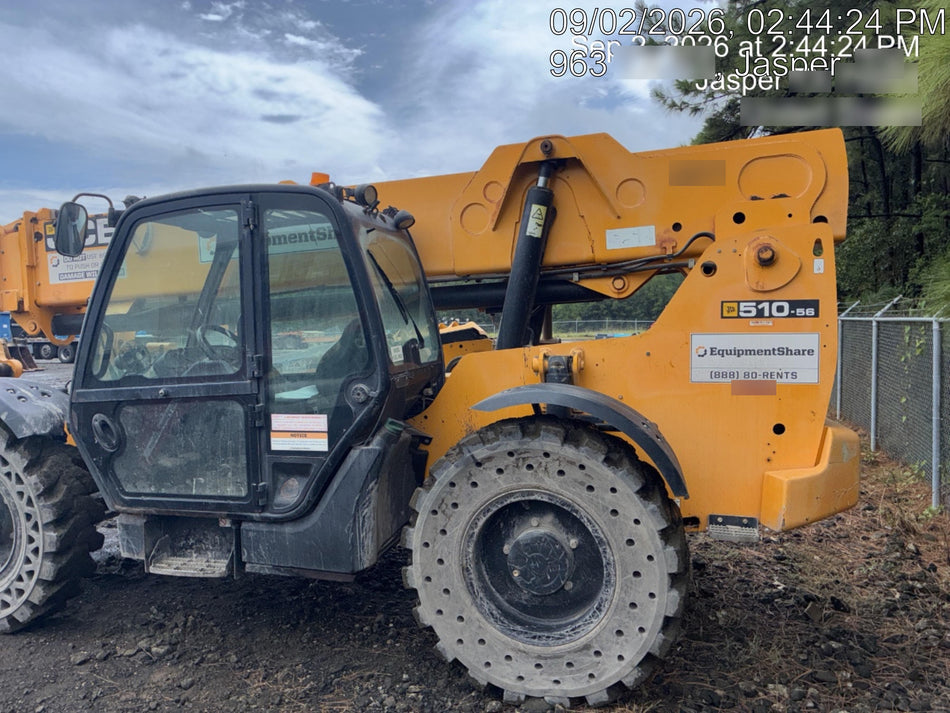 2018 JCB 510-56 JCB 510-56 Telehandler 74 HP w/CAB/HVAC, Beacon, Worklights, Aux Hydraulics, Solid Tires, 60" Carriage/Forks