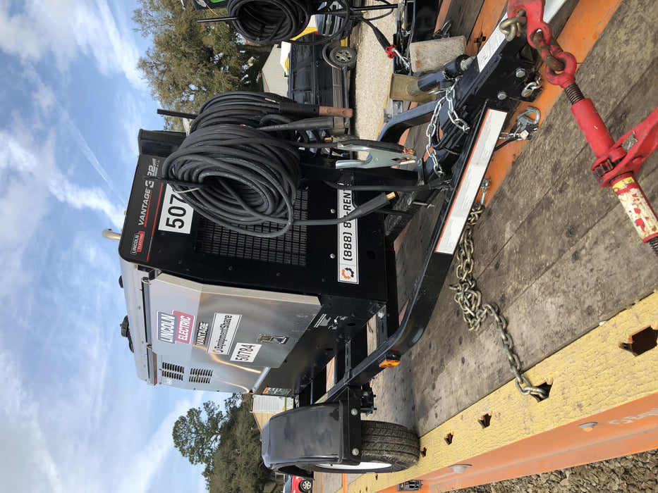 2019 Lincoln Electric Vantage 322 Welder Ready-Pak 3, Two wheel trailer, Fender and Light kit, Cable Rack