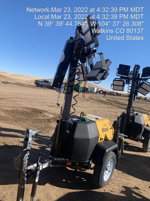 2021 Allmand NLV3GR (4) LED Light Fixture 350W, 23' Vertical Mast, 3kW Prime, Towable, Deep Sea L401, Leveling Jacks, Yanmar T4F 5.8hp