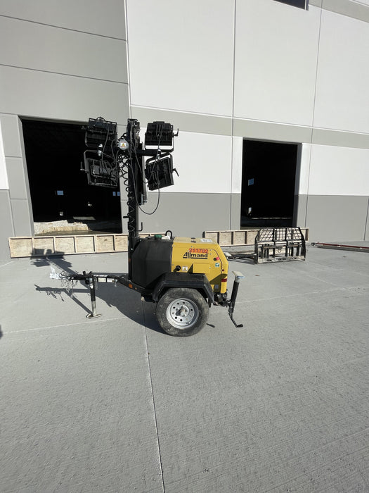 2022 Allmand NLV3GR (4) LED Light Fixture 350W, 23' Vertical Mast, 3kW Prime, Towable, Deep Sea L401, Leveling Jacks, Yanmar T4F 5.8hp