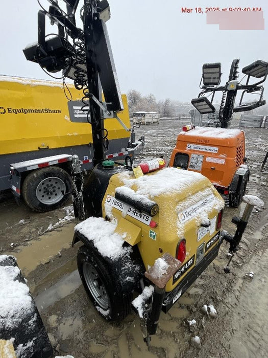 2022 Allmand NLV3GR (4) LED Light Fixture 350W, 23' Vertical Mast, 3kW Prime, Towable, Deep Sea L401, Leveling Jacks, Yanmar T4F 5.8hp