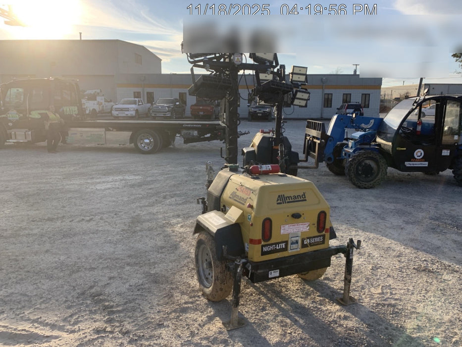 2022 Allmand NLV3GR (4) LED Light Fixture 350W, 23' Vertical Mast, 3kW Prime, Towable, ES Decals, T3