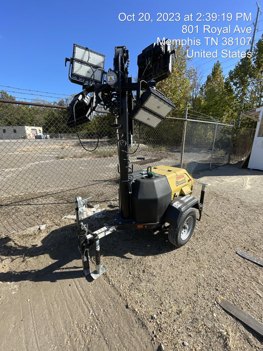 2022 Allmand NLV3GR (4) LED Light Fixture 350W, 23' Vertical Mast, 3kW Prime, Towable, ES Decals, T3