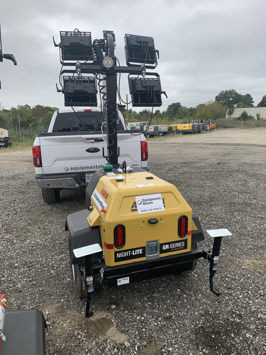 2021 Allmand NLV3GR (4) LED Light Fixture 350W, 23' Vertical Mast, 3kW Prime, Towable, Deep Sea L401, Leveling Jacks, Yanmar T4F 5.8hp