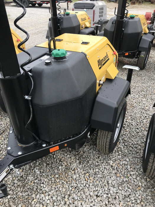 2022 Allmand NLV3GR (4) LED Light Fixture 350W, 23' Vertical Mast, 3kW Prime, Towable, Deep Sea L401, Leveling Jacks, Yanmar T4F 5.8hp