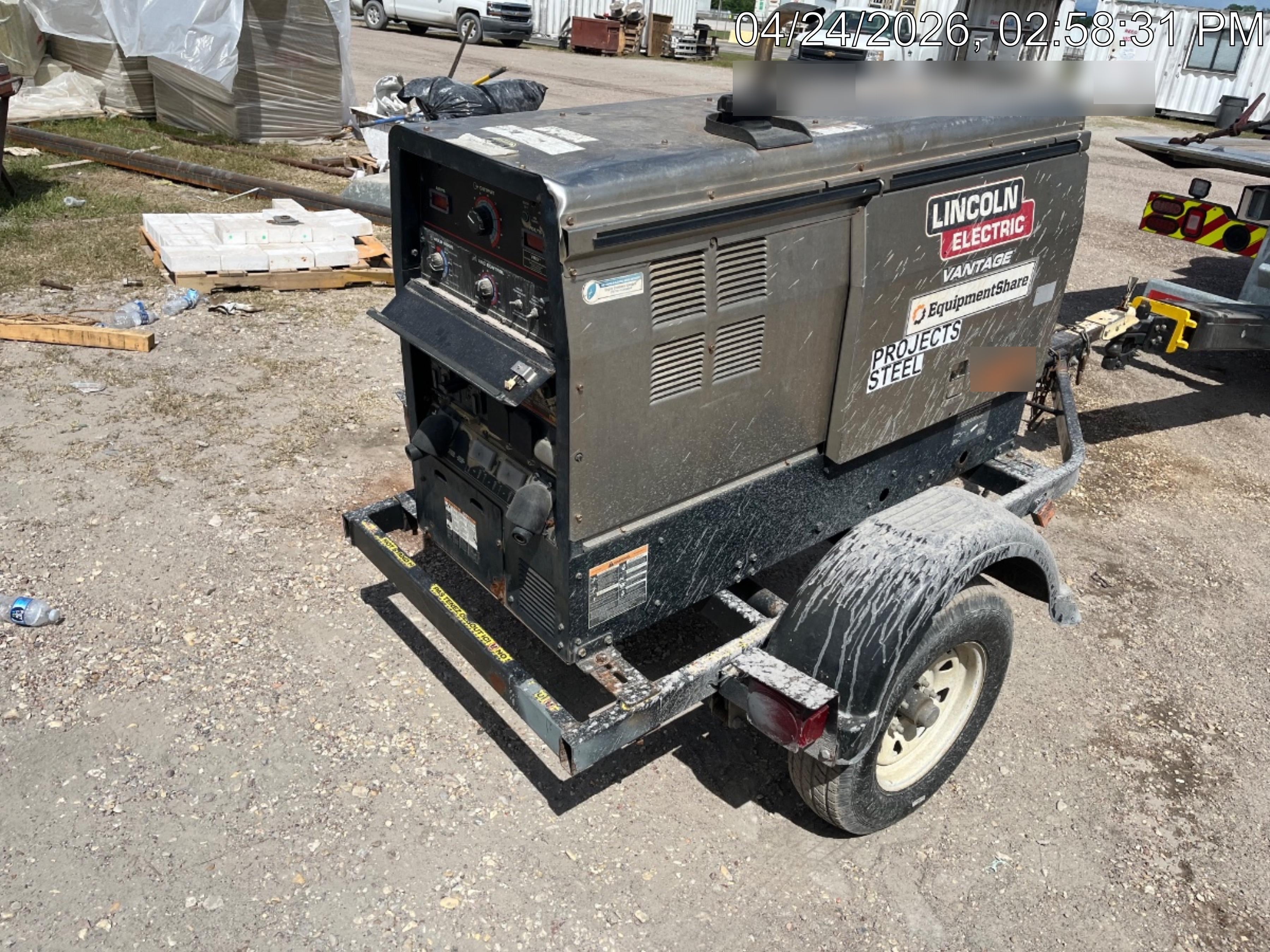 2019 Lincoln Electric Vantage 322 Ready-Pak 3, Two Wheel Trailer, Fender and Light Kit, Cable Rack