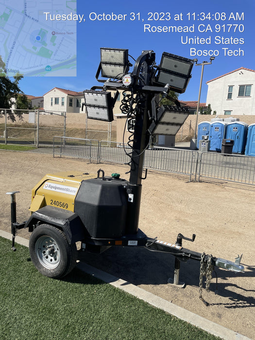 2022 Allmand NLV3GR (4) LED Light Fixture 350W, 23' Vertical Mast, 3kW Prime, Towable, Deep Sea L401, Leveling Jacks, Yanmar T4F 5.8hp