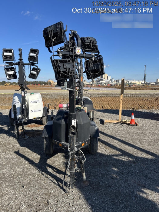 2022 Allmand NLV3GR (4) LED Light Fixture 350W, 23' Vertical Mast, 3kW Prime, Towable, Deep Sea L401, Leveling Jacks, Yanmar T4F 5.8hp