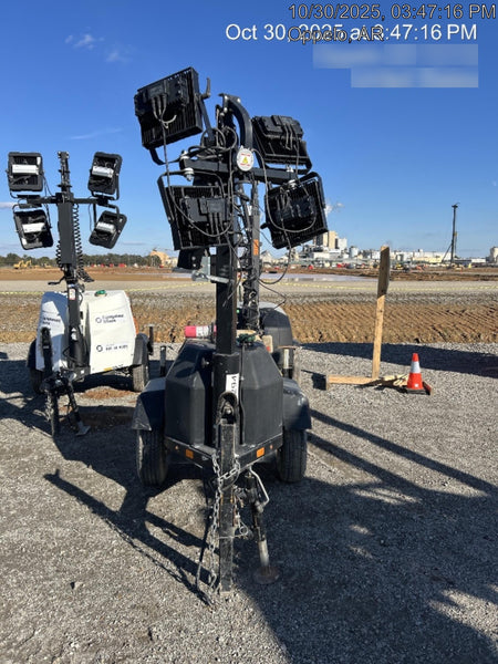 2022 Allmand NLV3GR (4) LED Light Fixture 350W, 23' Vertical Mast, 3kW Prime, Towable, Deep Sea L401, Leveling Jacks, Yanmar T4F 5.8hp