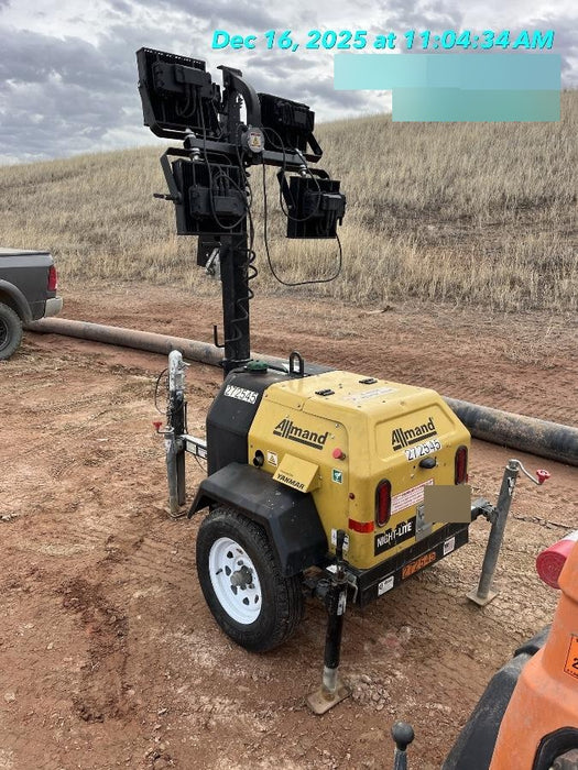 2022 Allmand NLV3GR (4) LED Light Fixture 350W, 23' Vertical Mast, 3kW Prime, Towable, ES Decals, T3