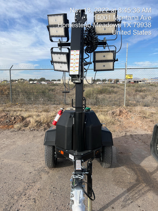 2022 Allmand NLV3GR (4) LED Light Fixture 350W, 23' Vertical Mast, 3kW Prime, Towable, ES Decals, T3