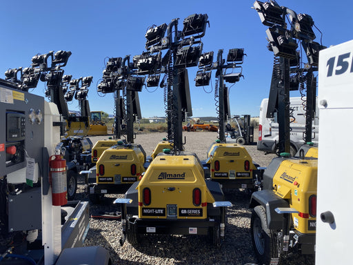 2022 Allmand NLV3GR (4) LED Light Fixture 350W, 23' Vertical Mast, 3kW Prime, Towable, ES Decals, T3