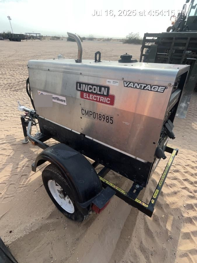 2020 Lincoln Electric Vantage 322 Welder Ready-Pak 3, Two wheel trailer, Fender and Light kit, Cable Rack