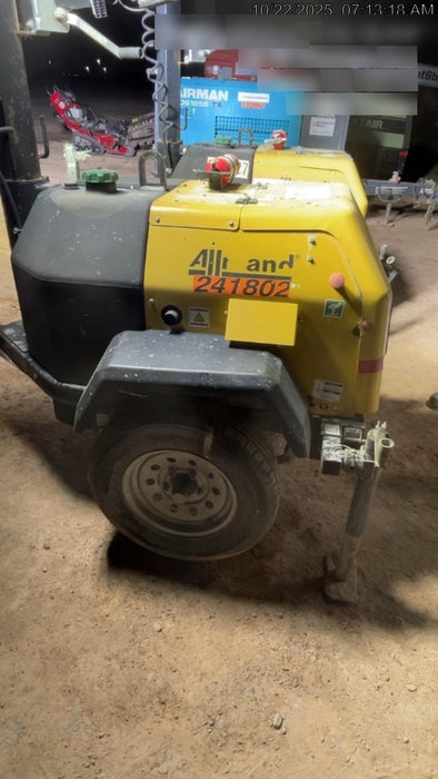 2022 Allmand NLV3GR (4) LED Light Fixture 350W, 23' Vertical Mast, 3kW Prime, Towable, Deep Sea L401, Leveling Jacks, Yanmar T4F 5.8hp