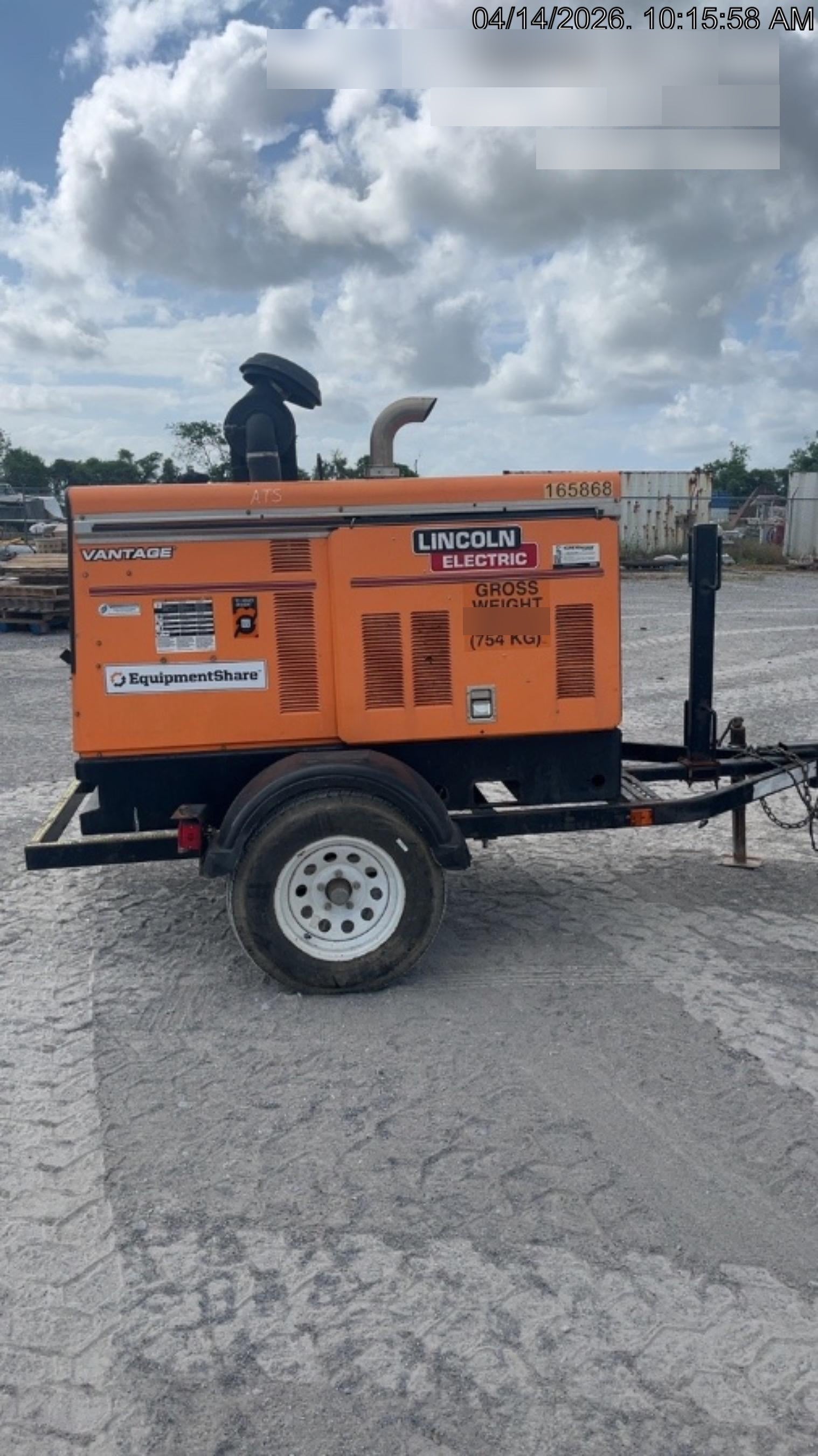 2021 Lincoln Electric Vantage 549X Ready Pak 3, ORANGE (includes trailer, cable rack, fender light kit)