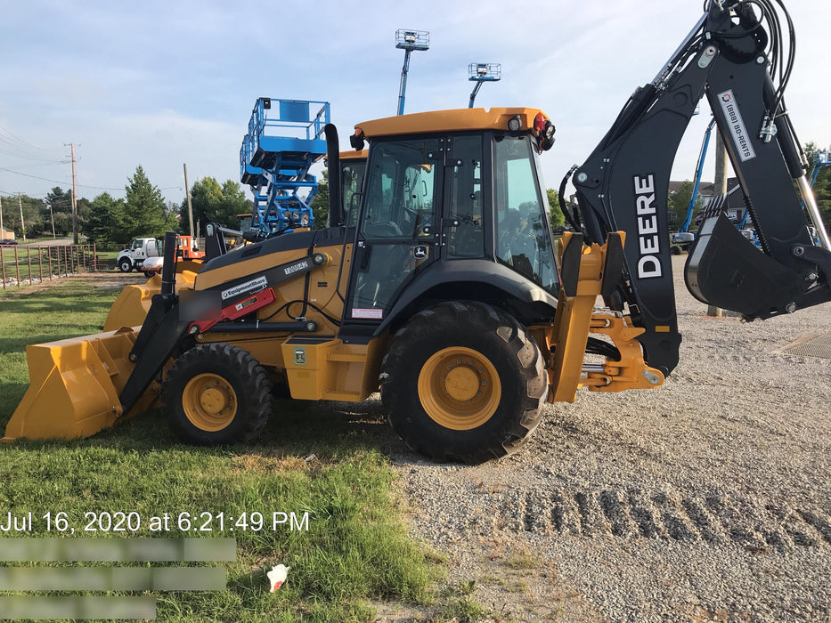 2020 John Deere 410L - Extendable Stick Cab/Heat/Air, 4WD, Extendable Stick, Pilot Controls, 2 Way Hydraulics, TAG Manual QC
