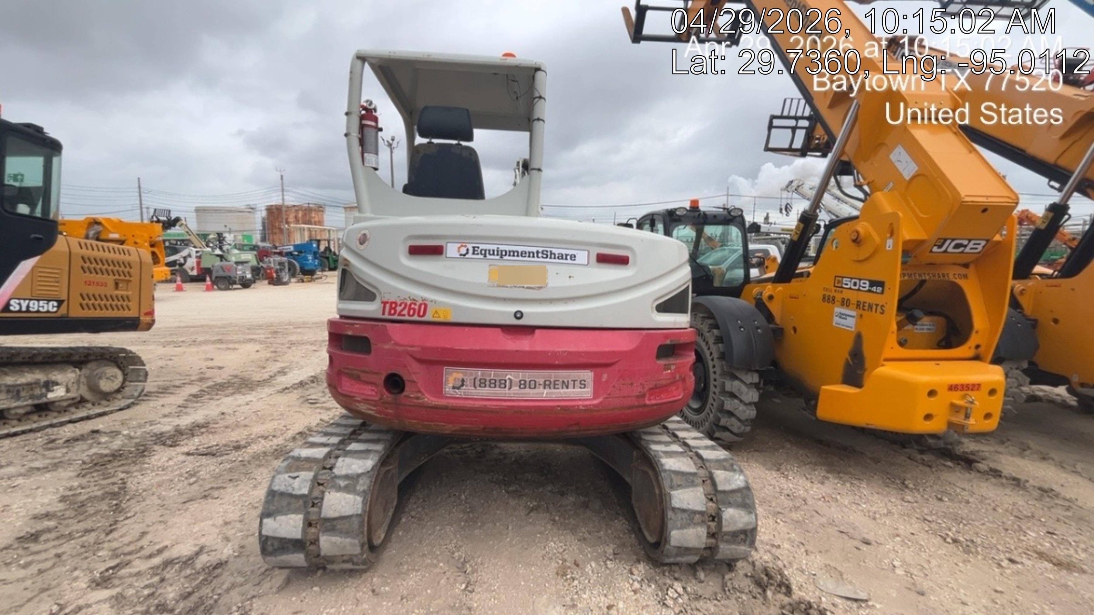 2019 Takeuchi TB260 Canopy, Standard Blade, Auxiliary hydraulics w/Manual QC, Hydraulic thumb, 12" ,18", 24" Bucket