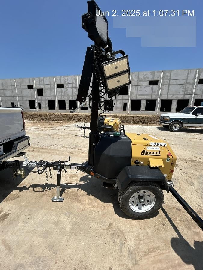 2022 Allmand NLV3GR (4) LED Light Fixture 350W, 23' Vertical Mast, 3kW Prime, Towable, Deep Sea L401, Leveling Jacks, Yanmar T4F 5.8hp