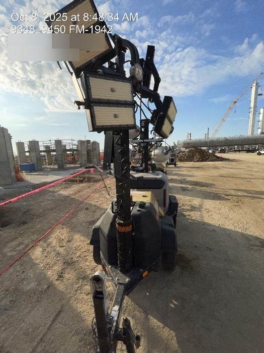 2022 Allmand NLV3GR (4) LED Light Fixture 350W, 23' Vertical Mast, 3kW Prime, Towable, Deep Sea L401, Leveling Jacks, Yanmar T4F 5.8hp