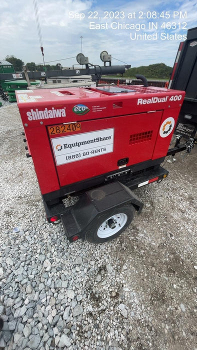 2022 Shindaiwa DGW400MDL Kubota D902 Engine, 23 HP, Dual Op Welder, Wire, Arc, Droop Stick, Tig, and CC Stick Functionality, Simulphase, 3 Phase and 1 Phase Gen Output, Single Axle NB Trlr, Slr Trckl Chrg 12V 12W, Fire Ext