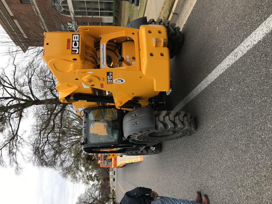 2019 JCB 510-56 Canopy, 74 HP, Solid Tires, STD Worklight, Beacon, Aux Hydraulics, Lifting Eye, Back up Alarm w/66" Carriage/60" Forks