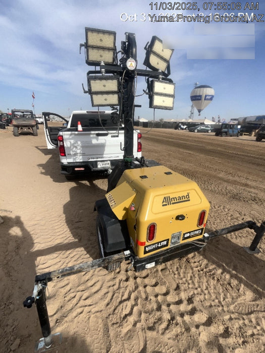 2021 Allmand NLV3GR (4) LED Light Fixture 350W, 23' Vertical Mast, 3kW Prime, Towable, Deep Sea L401, Leveling Jacks, Yanmar T4F 5.8hp