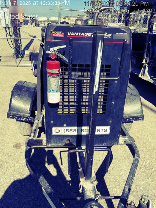 2019 Lincoln Electric Vantage 322 Ready-Pak 3, Two Wheel Trailer, Fender and Light Kit, Cable Rack