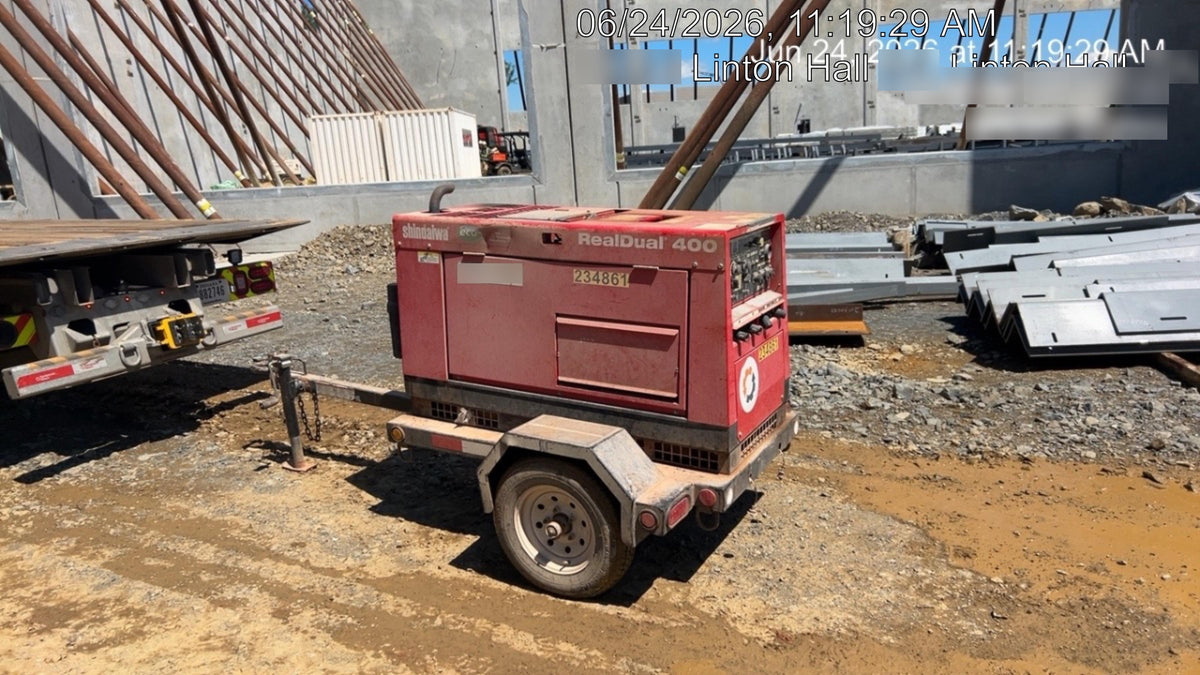 2022 Shindaiwa DGW400MDL Kubota D902 Engine, 23 HP, Dual Op Welder, Wire, Arc, Droop Stick, Tig, and CC Stick Functionality, Simulphase, 3 Phase and 1 Phase Gen Output, Single Axle NB Trlr, Slr Trckl Chrg 12V 12W, Fire Ext