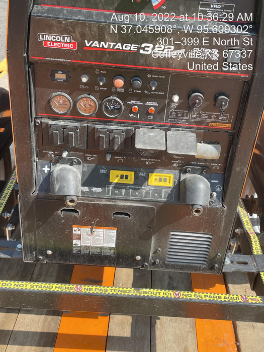 2021 Lincoln Electric Vantage 322 Vantage 322 Ready Pak 3 w/ Decals, ORANGE (includes trailer, cable rack, fender light kit) NO Telematics